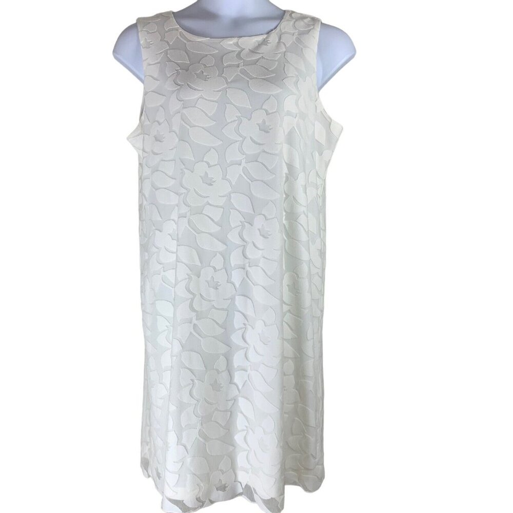 Soft Works Size XL Shift Dress White Floral Sleeveless Knee Length Lined NEW